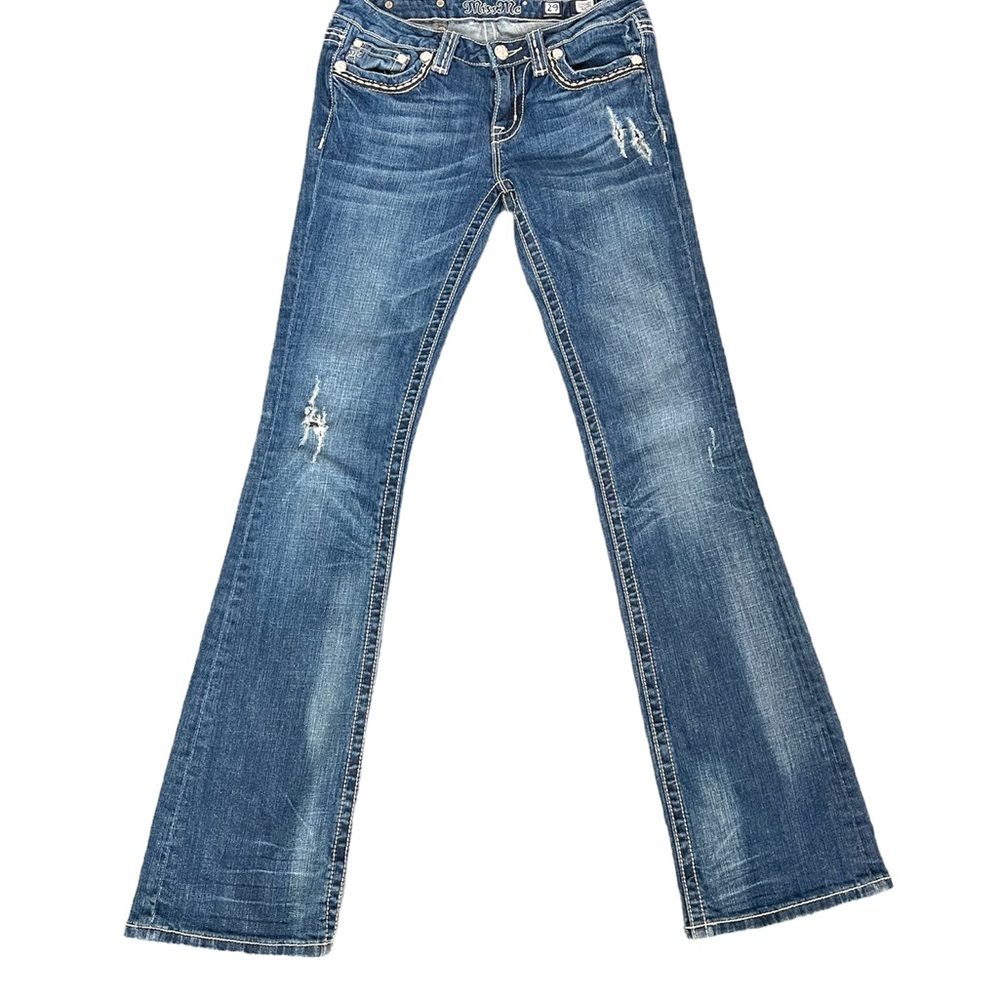 Miss Me Jeans Size 29 Medium Wash  Boot-cut Rhinestone Embellished